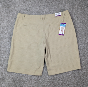 Hang Ten Shorts Mens 40 Tan Striped Performance Tech Bermuda Sport Chino
